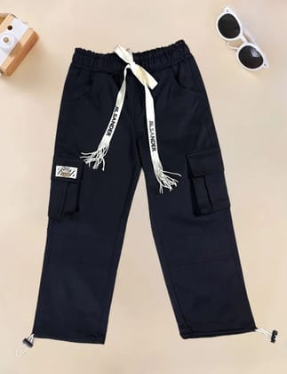 Girls Black Parachute Imported 6 Pocket Pant  [GJ-948](4-12Years)-4-5Y (Size - 24) / Black / Denim