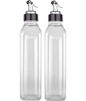 FIT4CHEF Oil Bottle Polyproplene Transparent Oil Container ( Set of 2 )
