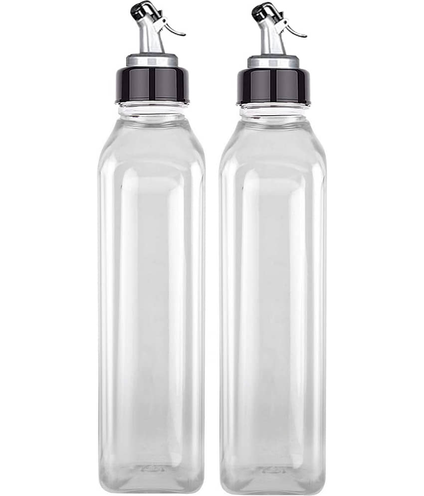 FIT4CHEF Oil Bottle Polyproplene Transparent Oil Container ( Set of 2 )