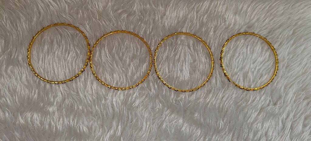 Gold Plated Bangle Set with Red Stones