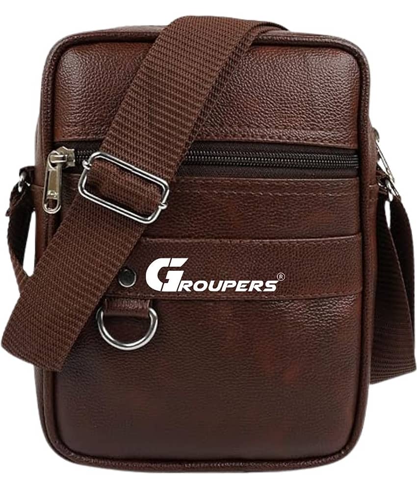 GROUPERS Brown Solid Messenger Bag
