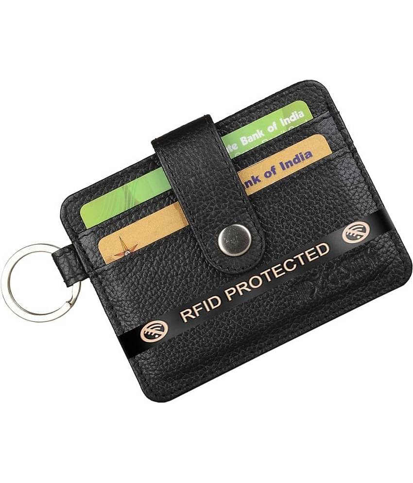Hide&Sleek RFID Protected Black Genuine Leather Card Holder
