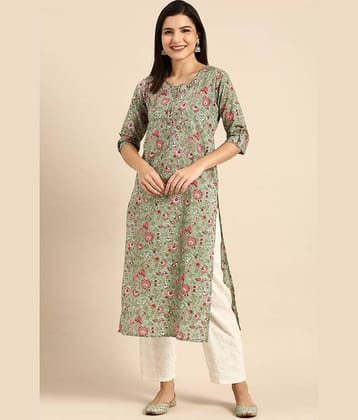 Rajnandini - Green 100% Cotton Women's Straight Kurti ( Pack of 1 )