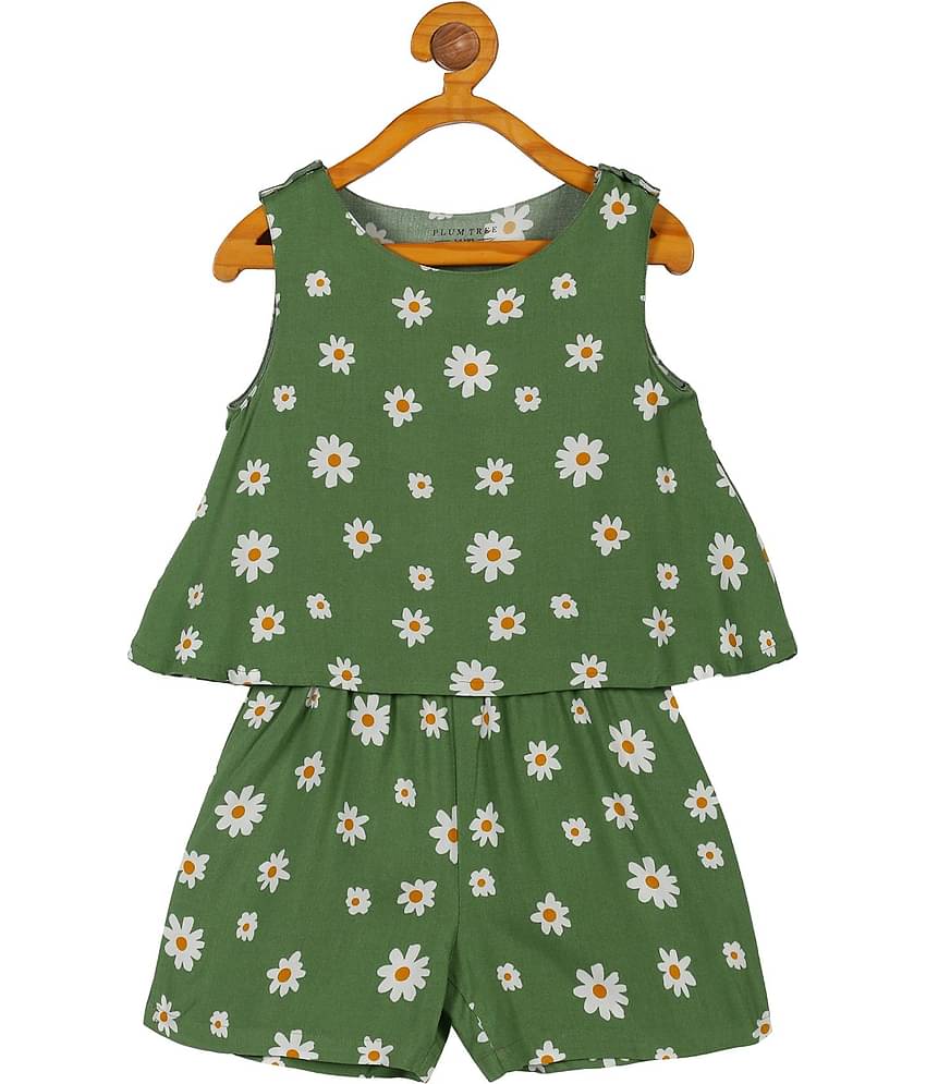PLUM TREE Girls Rayon Dungarees ( Pack of 1 , Green )