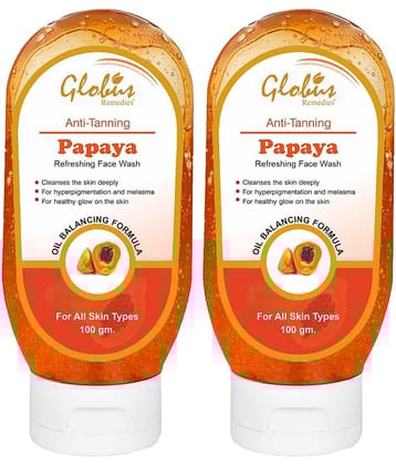 Globus Remedies Papaya Face Wash, 100gm (Pack of 2)
