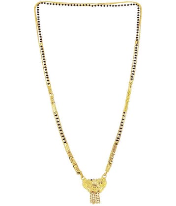 shankhraj mall gold plated black bead long mangalsutra for women - 10046