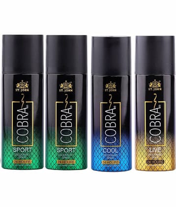 St. John Cobra Sports*150ML*2 ,Cool & Live150ml Deodorant Spray for Women,Men 600 ml ( Pack of 3 )
