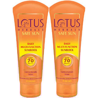 Lotus Herbals Safe Sun Daily Multi-Function Sunscreen Spf 70 Pa+++ Sweat  Water Resistant60 G ( Pack Of 2 )
