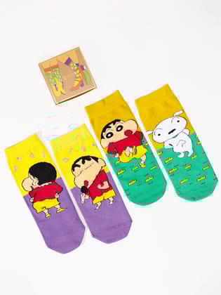 Thela Gaadi Shinchan: Shiro A-B Socks (Pack of 4 Pairs)