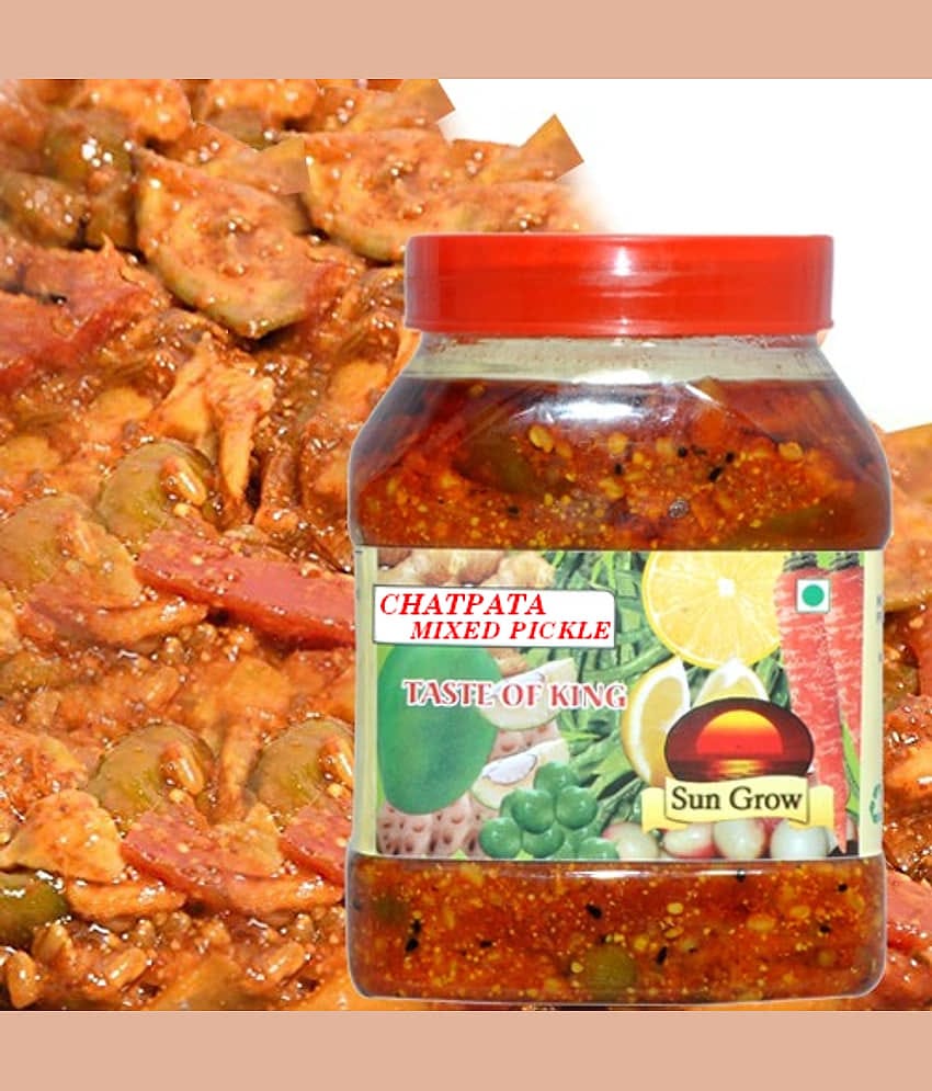 Sun Grow CHATPATA All in ONE Mixed Veg. Pickle We Serve Natural You Eat No Artificial Colors & Flavors Pickle 1 kg