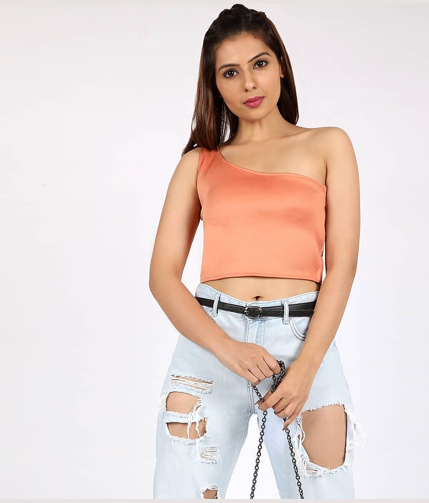 Chimpaaanzee Women's Polyester Crop Top ( Peach )