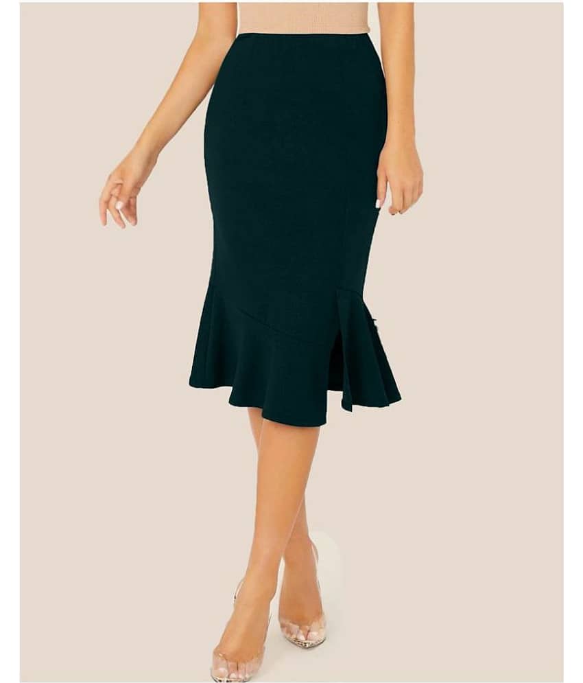 Addyvero Cotton Lycra Ruffled skirt - Green Single