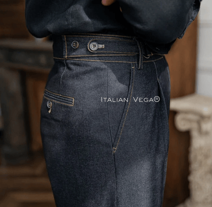 Space Blue Denim Jeans Gurkha Trouser Pants for Men by Italian Vega® (Limited Edition)-28