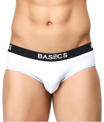 BASIICS By La Intimo Pack of 1 Cotton Blend Briefs For Men's ( White )