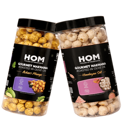 GOURMET MAKHANA Roasted in Olive Oil | Flavors Achari Mango & Himalayan Salt | Combo Of 2, 65g Each. - 130 gm
