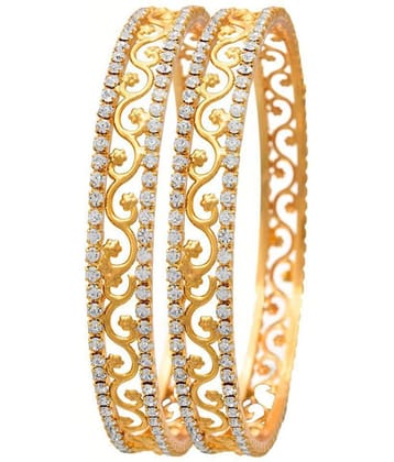 JFL - White Austrian Diamond One Gram Gold Plated Designer Bangle Set for Girls and Women.