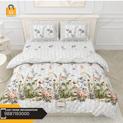 3001-Hometrade India-Standard King Size (90*108 Inches) Double Bedsheet With 2 Pillow Cover-RJ-14-Jaipur lining-3254