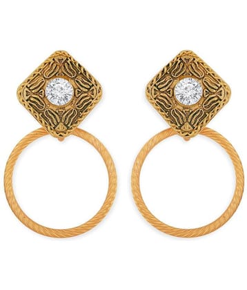 Spargz Ethnic Traditional Dangler Gold Oxidized Plated Alloy AD Stone Earring For Women