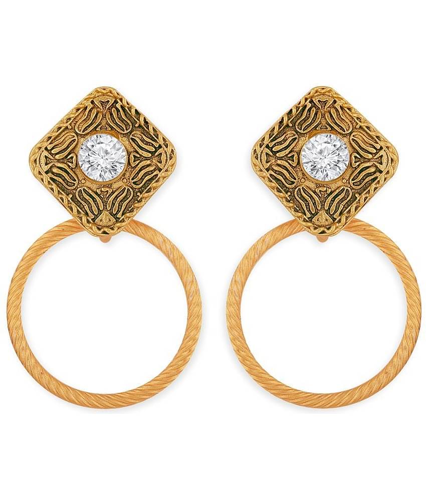 Spargz Ethnic Traditional Dangler Gold Oxidized Plated Alloy AD Stone Earring For Women