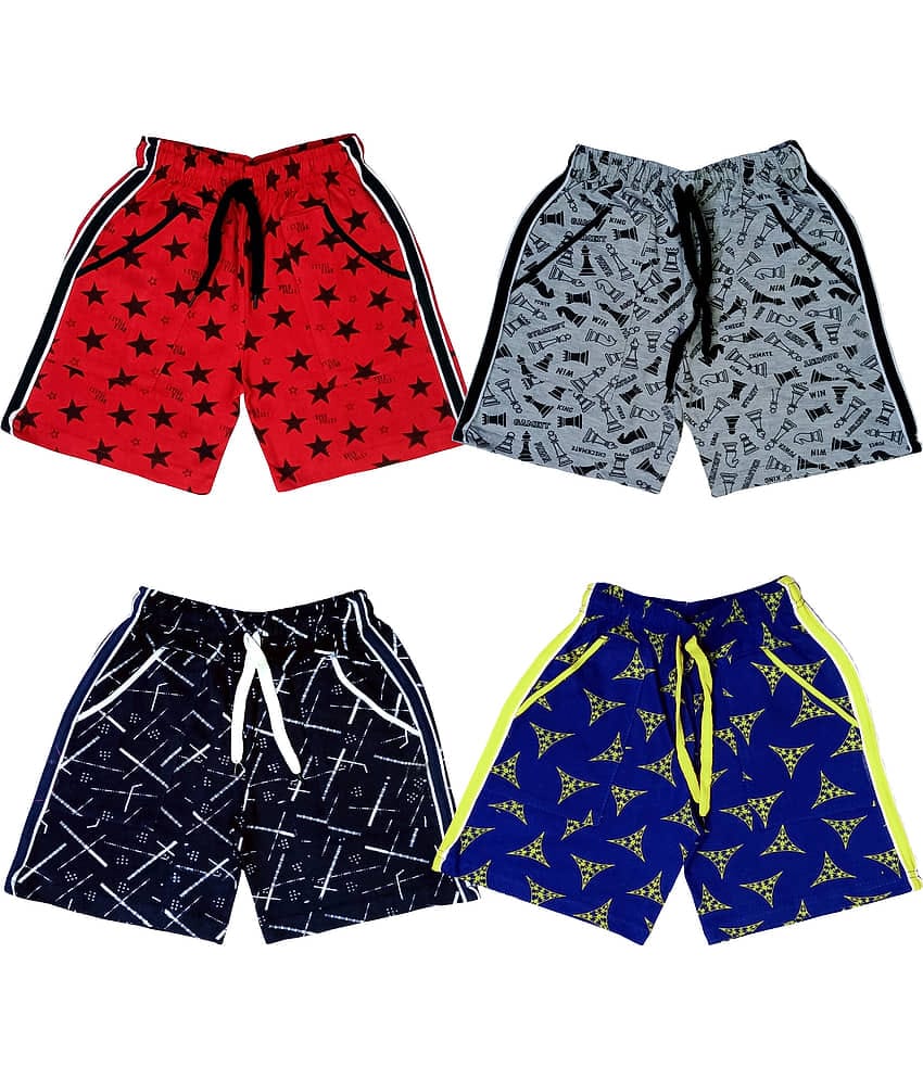 atlans Pack of 4 Cotton Blend Shorts For Boys ( Red )