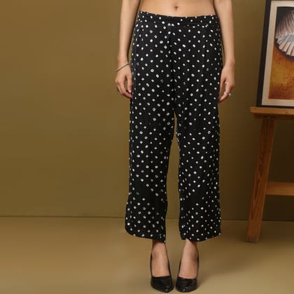 Black Bandhani straight fit pants-XS