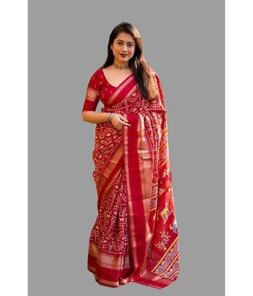 Bhuwal Fashion Crepe Printed Saree With Unstitched Blouse Piece ( Wine )