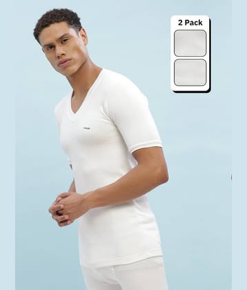 Dollar Ultra Pack of 2 Cotton Blend Thermal Tops For Men's ( Off White )