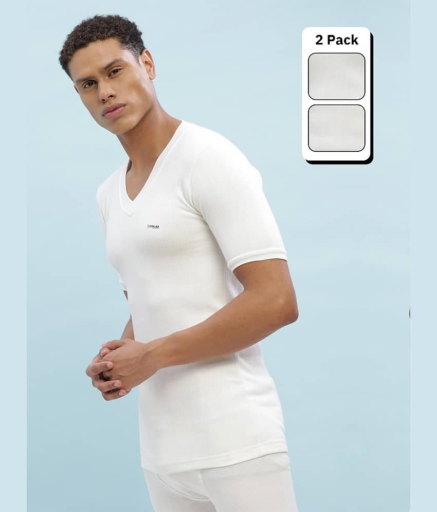 Dollar Ultra Pack of 2 Cotton Blend Thermal Tops For Men's ( Off White )
