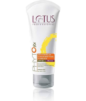 Lotus Professional PHYTORx Whitening UV Screen Mattegel Sun Block SPF 60 PA+++, 75g