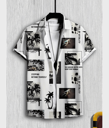 AAPSKA Poly Cotton Regular Fit Printed Half Sleeves Men's Casual Shirt - White ( Pack of 1 )