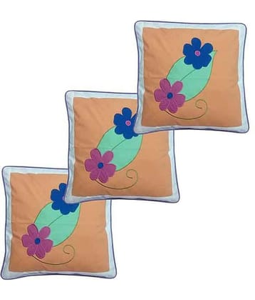 Hugs'n'Rugs Orange Cotton Cushion Covers - Set Of 3