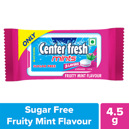 Center Fresh Mints, Fruity Mint Flavour, Sugar Free, 4.5 G (15 Pcs)