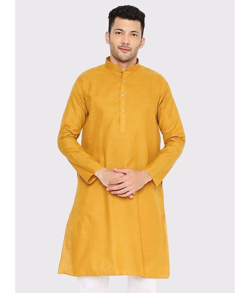 Maharaja - Yellow Cotton Blend Men's Regular Kurta ( Pack of 1 )