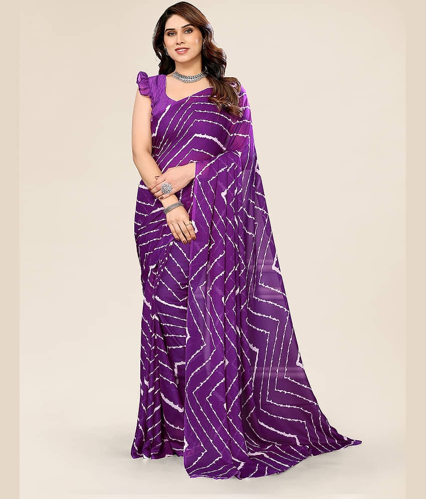 ANAND SAREES Georgette Printed Saree With Unstitched Blouse Piece ( Red )