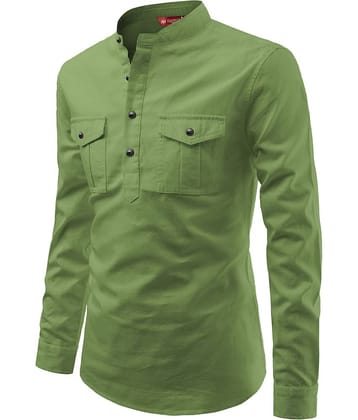 Yugnik Light Green Cotton Men's Regular Kurta ( Pack of 1 )