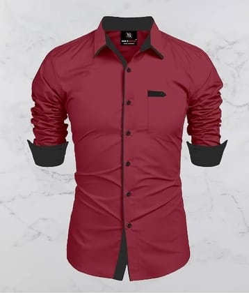 MAN'S SUITUP Cotton Blend Regular Fit Solids Full Sleeves Men's Casual Shirt - maroon ( Pack of 1 )