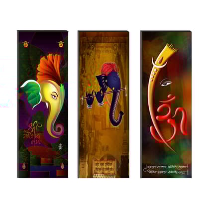 6MM MDF Set of 3 Lord Ganesha Satin Matt Texture UV Art Painting