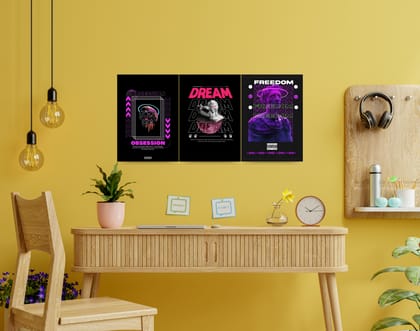 "TECHNO THEME"- Shiny & Sturdy Metallic Poster Art That Pops & Sticks-A3