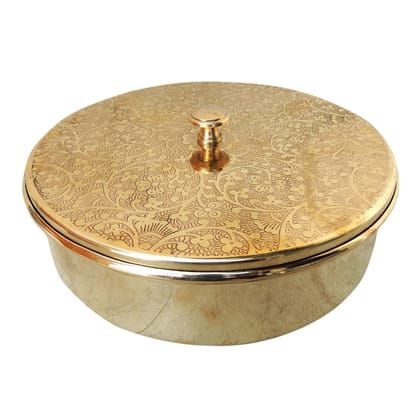 Brass Spice Box, Masala Box Set With Spoon (ZMAS585 B)