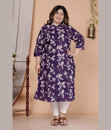 Avnii Women Cotton Printed A-line Kurti ( Purple )