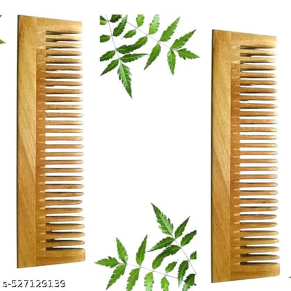 Premium Neem Wood Comb | 100% Natural | Anti-Dandruff | Hair Growth & Scalp Care | Eco-Friendly Wooden Comb for Men & Women(Pack of 2) 7 inch (Pack of 2 )