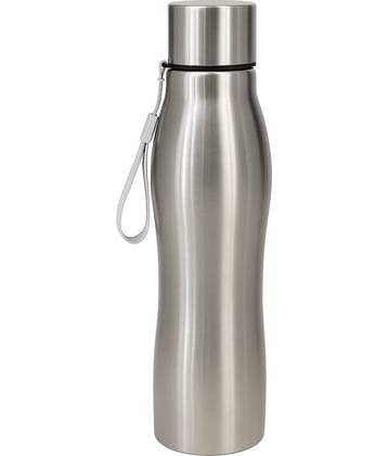 Dynore Damru Shape Bottle 1000 ml Silver Stainless Steel Water Bottle 1000 mL ( Set of 1 )