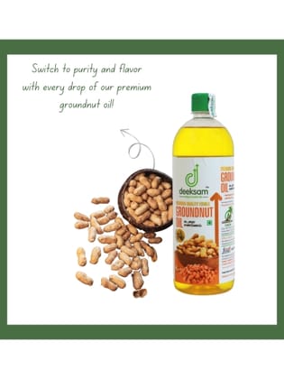 DEEKSAM WOOD PRESSED GROUNDNUT OIL | PEANUT OIL | KADAILAI ENNAI | CHEKKU OIL Groundnut Oil PET Bottle (1 L)