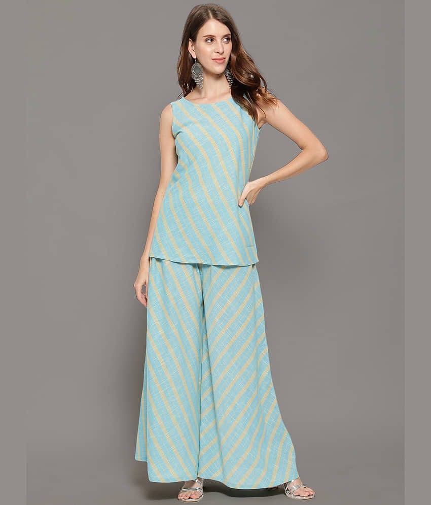 Antaran - Blue Cotton Women's A-line Kurti ( Pack of 1 )