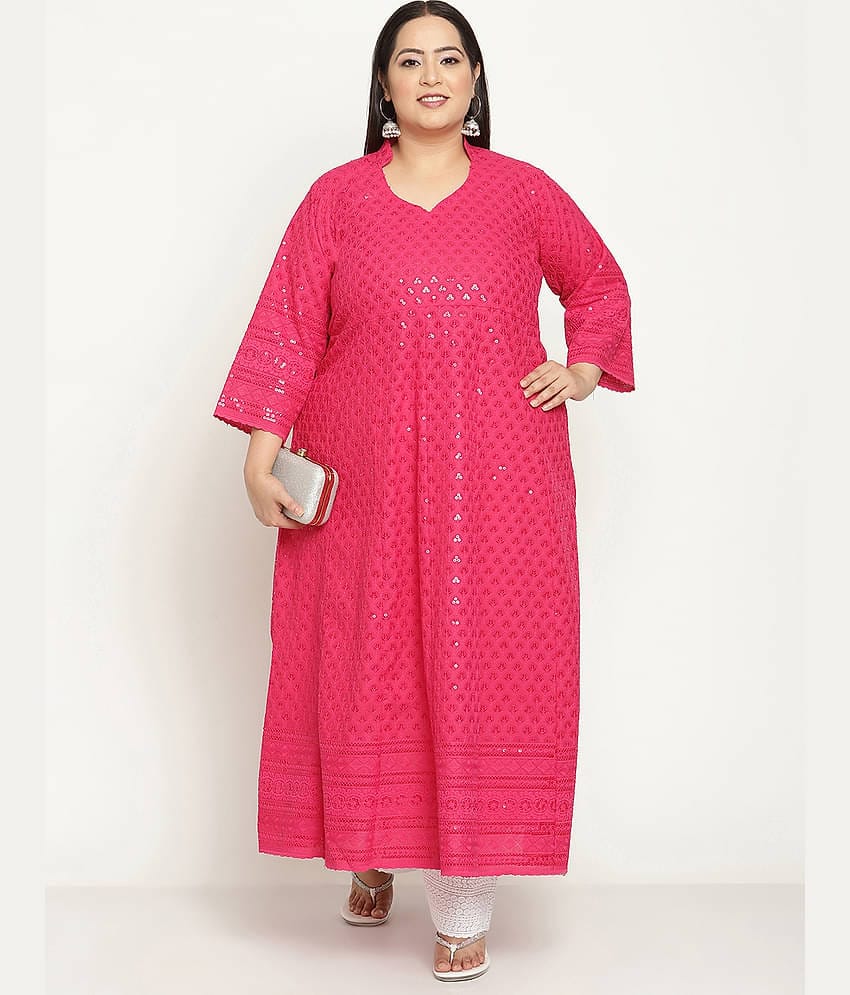 Queenley - Maroon Cotton Women's Flared Kurti ( Pack of 1 )