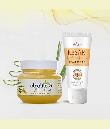 Alna Alnalite-G Aloe Gel 100gm with Kesar Chandan Face Wash 75ml , Pack of 2