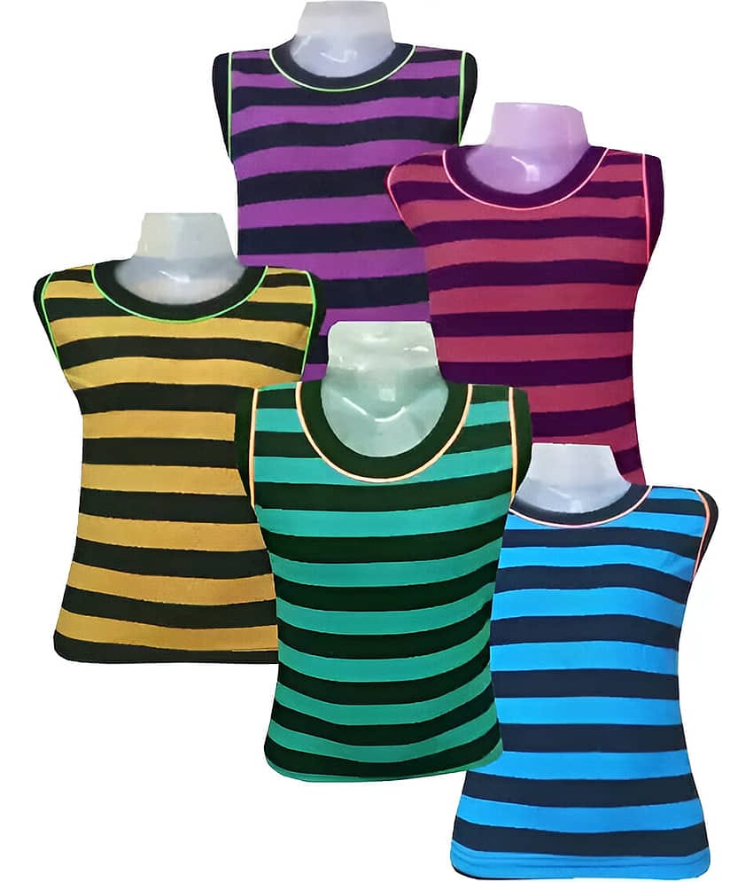 kaseera Pack of 5 Boys Cotton Vest ( Multicolor )