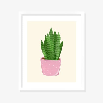 Snake Plant Wall Art Frame-8x10 inches / White Frame