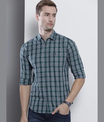 The Indian Garage Co Men Green & White Checked Cotton Casual Shirt - None