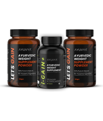 Ayuvya i-Gain+ & Lets Gain Weight Gain Combo Helps Improve Appetite & Promotes Muscle Recovery